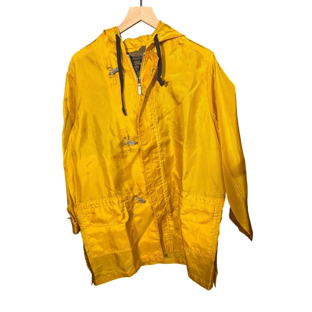 Vintage Banana Republic Yellow Hooded Rain Jacket XS Nylon & Cotton Blend